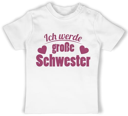 Baby T-Shirt Mädchen Jungen - Ich werde große Schwester - 12/18 Monate - Weiß - Grosse Tshirt Geschenk Bald Shirt Geschenke für ich+werde+Grosse+Schwester t-Shirts Fuer t verkünden 2024 Groesse von Shirtracer