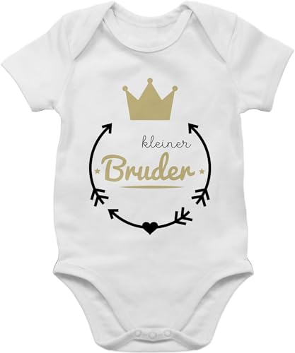 Baby Body Junge Mädchen - Kleiner Bruder - 6/12 Monate - Weiß - familienshirts little brother outfit lil bro kleinen bodys baby-body brüder 2024 kleine strampler geschenk zur geburt geschenke von Shirtracer