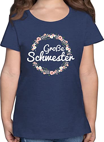 T-Shirt Mädchen - Große Schwester I Geschenk - 164 (14/15 Jahre) - Dunkelblau Meliert - mädels t Shirt sis Big Sister t-Shirts fã¼r mã¤dchen Geschenke für grose Schwestern Tshirts Grosse von Shirtracer