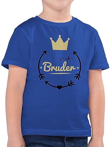 Kinder T-Shirt Jungen - Großer Bruder - Krone - 104 (3/4 Jahre) - Royalblau - geschwisterkind Geschenk Geburt Big Brother Tshirt große brüder bro Shirt Oberteile Geschwister Bruder Grosse von Shirtracer