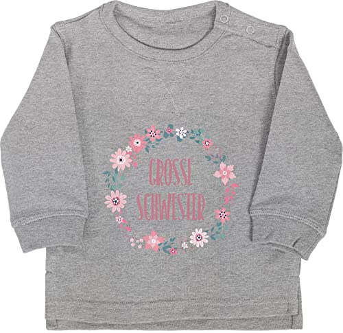 Baby Pullover Jungen Mädchen - Geschwister Bruder und - Große Schwester - Schwesterherz - 18/24 Monate - Grau meliert - geschwisteroutfit sis Babykleidung geschwisteroutfitset Sister Pulli von Shirtracer