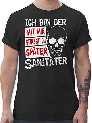 T-Shirt Herren - Halloween - Mit Mir stirbst du später Sanitäter - XL - Schwarz - Haloween Party Shirt Tshirt haöloween t Shirts männer hallowwee für hallowenn halooween Costum heloween von Shirtracer