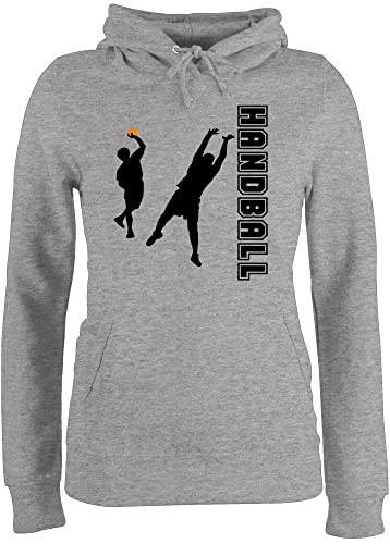 Handball EM 2022 Trikot Ersatz - Handball Wurf Verteidigung - M - Grau meliert - Kapuzenpulli Handball - JH001F - Damen Hoodie und Kapuzenpullover für Frauen von Shirtracer