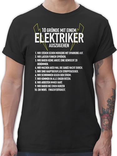 T-Shirt Herren - Handwerker Geschenke - 10 Gründe mit einem Elektriker auszugehen - M - Schwarz - Shirts für männer sprüche Shirt t schirts Tshirt Maenner Tshirts tischert Kurzarm t-Shirts von Shirtracer