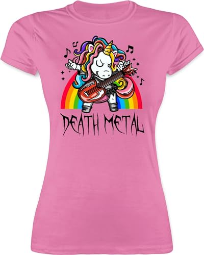 Shirt Damen - Heavy Musik Hard Rock - Death Metal Einhorn - Unicorn - M - Rosa - t Shirts für Frauen t-Shirt Tshirt Funshirts t-Shirts Tshirts t-Shirt Kurzarm tailliert Fuer Metalhead Band von Shirtracer