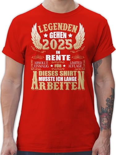 Herren - Rentner - Legenden gehen 2025 in Rente Für Dieses Shirt musste ich Lange Arbeiten | Lustiges Renteneintritt T-Shirt Geschenkidee Ruhestand mit Spruch - XL - Rot - Tshirt zum renten beginn von Shirtracer