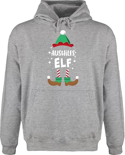 Hoodie Herren Pullover Männer - Weihnachten Aushilfs-Elf - XL - Grau meliert - Pulli Familie Outfit weihnachtself Weihnachts pullis Christmas Clothes weihnacht elf kaputzenpuloverer von Shirtracer