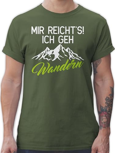 T-Shirt Herren - Hobby Outfit - Mir reicht's ich GEH wandern - L - Army Grün - bergliebhaber t Shirts männer Shirt bergwanderer Man Tshirt Wander reichts Bergwandern Baumwolle Berg t-Shirts für von Shirtracer