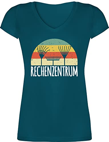 T-Shirt Damen V Ausschnitt - Hobby Outfit - Rechenzentrum - weiß - M - Türkis - Garten gärtner Tshirt hobbygärtner Shirt für Tshirts sprüche Shirts t-Shirts Frauen t von Shirtracer