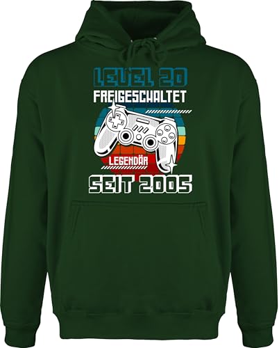 Hoodie Herren Pullover Männer - 20. - Geschenke 20 Geburtstag Geschenkidee - Level 20 freigeschaltet legendär seit 2005 - XL - Dunkelgrün - 20.geburtstag 20ter zwanzig 20er 20igster zum jährigen von Shirtracer