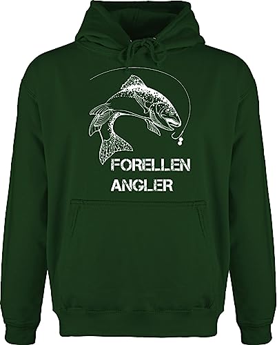 Hoodie Herren Pullover Männer - Angler Geschenke & Angeln Zubehör - Forellenangler - weiß - XL - Dunkelgrün - winter sprüche pulli angelkleidung fischer forellenangel kapuzenpulli angelpullover von Shirtracer