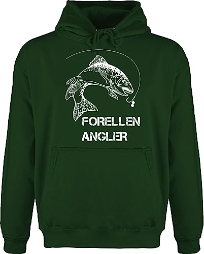 Hoodie Herren Pullover Männer - Angler Geschenke & Angeln Zubehör - Forellenangler - weiß - XXL - Dunkelgrün - angelkleidung angel fischerei fisch hoody angelbekleidung fischen forelle pulli von Shirtracer