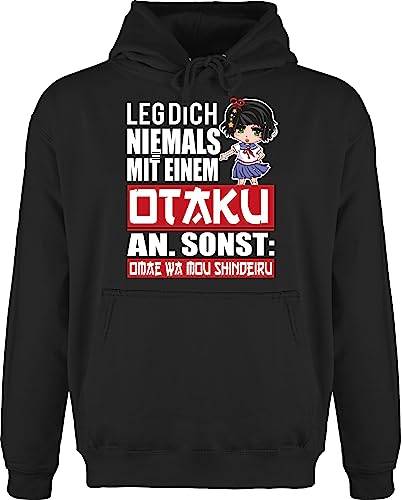 Shirtracer Hoodie Herren Pullover Männer - Anime Geschenke - Leg Dich Niemals mit einem Otaku an - weiß/rot - M - Schwarz - Oberteile Geschenk+Anime nie Pulli hoddis pullis Hoodies Pulis Hoody Hoodi von Shirtracer