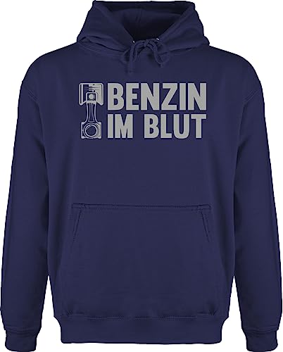 Hoodie Herren Pullover Männer - Autos - Benzin im Blut - Zylinder - XL - Navy Blau - hoodies man auto hoddy hoodies/pullis hoody hoodis pulli mit kapuze pullis autoliebhaber jh001 automotive von Shirtracer