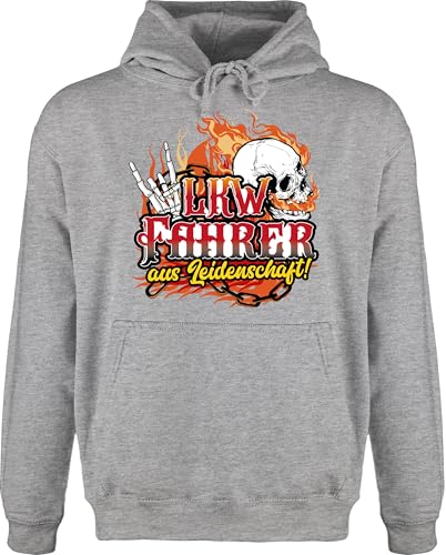 Shirtracer Hoodie Herren Pullover Männer - Beruf und Job Geschenke - LKW Fahrer aus Leidenschaft! - 4XL - Grau meliert - Geschenk für Arbeit Leidenschaft Kapuze kollegen Pulli Weihnachten Hoody von Shirtracer