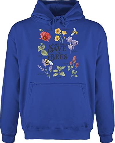 Hoodie Herren Pullover Männer - Blumen & Pflanzen - Save The Bees - Rettet die Bienen - XXL - Royalblau - Plant Lover pflanzenliebhaber bee Blume Flowers Liebhaber Geschenke Hobby Plants Biene von Shirtracer