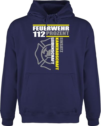 Shirtracer Hoodie Herren Pullover Männer - Feuerwehr 112 Prozent - Einsatz Kameradschaft Leidenschaft - Freiwillige Feuerwehr Geschenk - 5XL - Navy Blau - Geschenke feuerwehrmann Pulli von Shirtracer