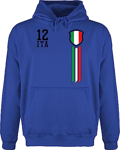 Hoodie Herren Pullover Männer - Fußball EM WM - 12 Mann Italien - L - Royalblau - europameisterschaft 2024 fussball pulli fanartikel nationalmannschaft oberteil fu ball fan kleidung hoody em24 von Shirtracer