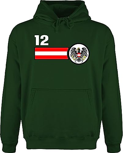 Hoodie Herren Pullover Männer - Fußball EM WM - 12. Mann Österreich Mannschaft - L - Dunkelgrün - österreich nationalmannschaft kleidung fussball fu ball europameisterschaft 2024 fanartikel von Shirtracer