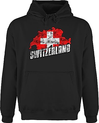 Hoodie Herren Pullover Männer - Fußball EM WM - Switzerland Umriss Vintage - XS - Schwarz - Fussball Kleidung länder Schweiz pullis Country Schweizer Hoodies Europameisterschaft Pulli fu Ball Hoodie Herren Pullover Männer - Fußball EM WM - Switzerland Umriss Vintage - XS - Schwarz - Fussball Kleidung länder Schweiz pullis Country Schweizer Hoodies Europameisterschaft Pulli fu Ball von Shirtracer