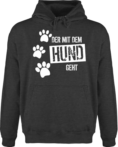 Hoodie Herren Pullover Männer - Geschenk für Hundebesitzer - Der mit dem Hund geht - M - Anthrazit meliert - hundesport hundehoodie hundefan gassi pullis hunde liebhaber hundefans hundepfote pulli von Shirtracer