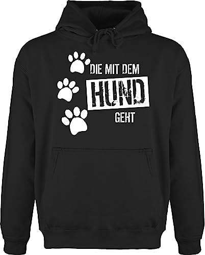 Shirtracer Hoodie Herren Pullover Männer - Geschenk für Hundebesitzer - Die mit dem Hund geht - L - Schwarz - hundespruch Winter Hunde Liebhaber Hoody Hundehalter hundesprueche Hunden hundesprüchen von Shirtracer