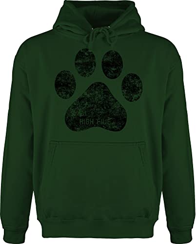 Hoodie Herren Pullover Männer - Geschenk für Hundebesitzer - High Five Hunde Pfote - XL - Dunkelgrün - sprüche hund gassi mit hunden hund, hunde. hundeliebhaber hundesprueche spruch liebhaber von Shirtracer