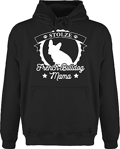 Shirtracer Hoodie Herren Pullover Männer - Geschenk für Hundebesitzer - Stolze French Bulldog Mama - 3XL - Schwarz - Kapuzenpulli hundemensch französisch Bulldogge Kapuzenpullover Hunde von Shirtracer