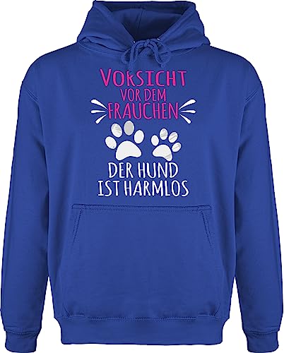 Shirtracer Hoodie Herren Pullover Männer - Geschenk für Hundebesitzer - Vorsicht vor dem Frauchen - Pfotenabdrücke - weiß - XL - Royalblau - hundesprueche Any Paws Kapuzenpulli sprüche Pulli Hunde von Shirtracer