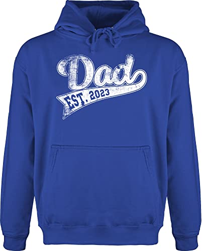 Hoodie Herren Pullover Männer - Geschenk zum Vatertag - Dad Est. 2024 I Werdender Papa - M - Royalblau - bester daddy geschenke sprüche best für lieber papas männerabend besonderes toller day von Shirtracer