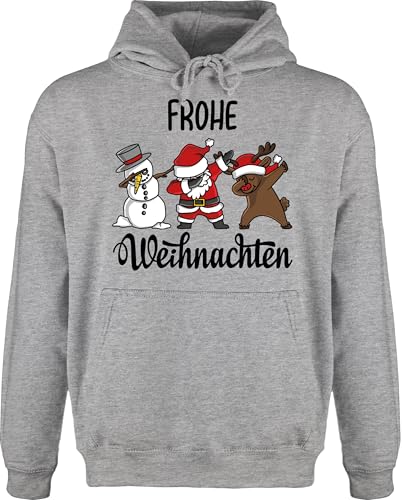 Hoodie Herren Pullover Männer - Geschenke Christmas Bekleidung - Dabbing Frohe Weihnachten - XS - Grau meliert - weihnacht polover weihnachtshoodi x Mas Figuren Kapuze weichnachtspulli von Shirtracer