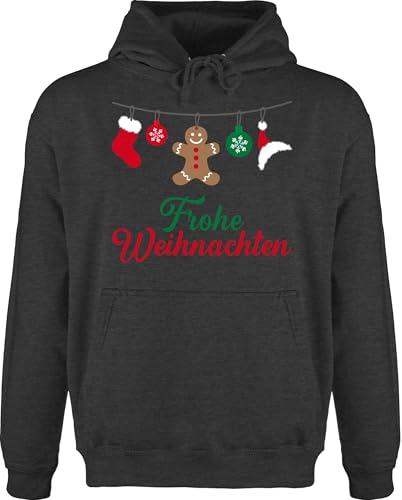 Hoodie Herren Pullover Männer - Frohe Weihnachten I Weihnachtsmotiv - L - Anthrazit meliert - Weihnachtspullover weihnachspullis Christmas Xmas Hoody weihnachtspulli weihnachtpullover weihnacht von Shirtracer