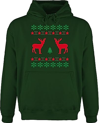 Hoodie Herren Pullover Männer - Geschenke Christmas Bekleidung - Norweger Pixel Rentier Weihnachten - M - Dunkelgrün - weihnachtshoodie Weihnachts weihnacht pullies Weihnachtspullover von Shirtracer