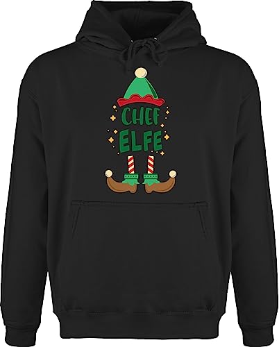 Hoodie Herren Pullover Männer - Weihnachten Chef Elfe I Weihnachtself - 4XL - Schwarz - elf Bekleidung Weihnachtspullover weihnachtsmotiv Elfen Pulli weihnachspullis Christmas Chef-elfe pullis von Shirtracer