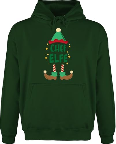 Hoodie Herren Pullover Männer - Weihnachten Chef Elfe I Weihnachtself - XXL - Dunkelgrün - elf Bekleidung Weihnachtspullover weihnachtsmotiv Elfen Pulli weihnachspullis Christmas Chef-elfe pullis von Shirtracer