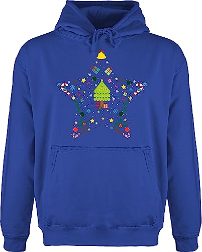Hoodie Herren Pullover Männer - Geschenke Christmas Bekleidung - Weihnachtsstern I Weihnachtsmotiv I Weihnachten - 3XL - Royalblau - Pulli Weihnachtspullover weihnacht Stern Kapuzenpullover von Shirtracer