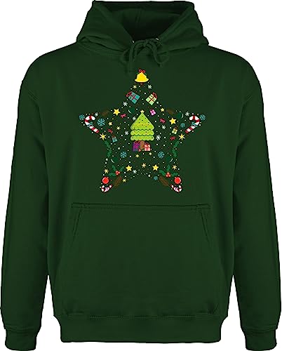 Hoodie Herren Pullover Männer - Geschenke Christmas Bekleidung - Weihnachtsstern I Weihnachtsmotiv I Weihnachten - M - Dunkelgrün - Pulli Weihnachtspullover weihnacht Stern Kapuzenpullover von Shirtracer