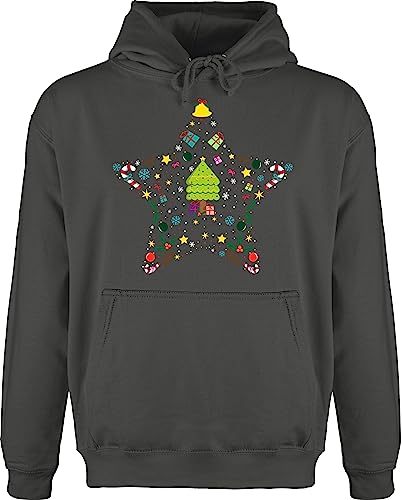 Hoodie Herren Pullover Männer - Geschenke Christmas Bekleidung - Weihnachtsstern I Weihnachtsmotiv I Weihnachten - XL - Anthrazit - Pulli Weihnachtspullover weihnacht Stern Kapuzenpullover von Shirtracer