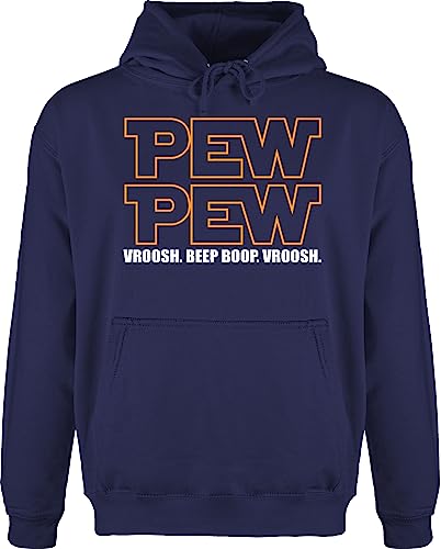 Hoodie Herren Pullover Männer - Geschenke - PEWPEW Nerd Motiv V2-3XL - Navy Blau - Kapuzenpullover sprüche Gamer zocker pew Pulli zocken Hoodies Geek Kapuzenpulli Nerds für Geeks nerdgeschenk von Shirtracer