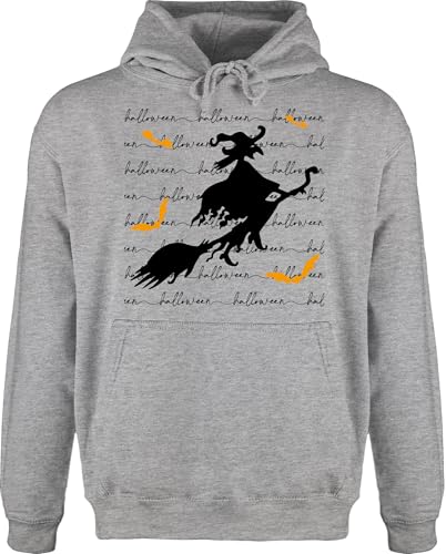 Shirtracer Hoodie Herren Pullover Männer - Halloween Hexe auf Besen I Hexenflug I Gruselige Hexe I Fliegende Hexe I Hexenzauber I Hexensilhouette - 3XL - Grau meliert - Haloween Outfits hexen halowen von Shirtracer