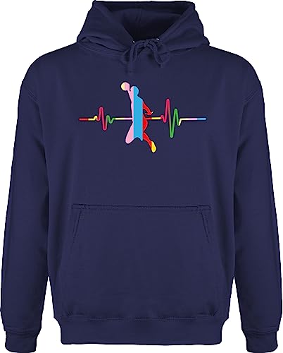 Hoodie Herren Pullover Männer - WM 2023 Trikot Ersatz - Bunter Herzschlag Handball Mann - 5XL - Navy Blau - handball, handballer sprüche em 2022 geschenke fan fans geschenk handball. kapuzenpulli von Shirtracer