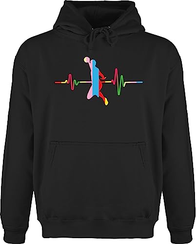 Hoodie Herren Pullover Männer - WM 2023 Trikot Ersatz - Bunter Herzschlag Handball Mann - XL - Schwarz - kapuzenpulli handballer geschenke halbball handball, hanball em fans fan 2022 sprüche von Shirtracer