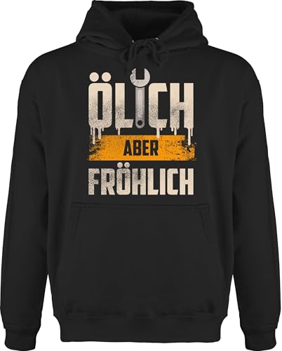 Hoodie Herren Pullover Männer - Handwerker Geschenke - Ölich Aber fröhlich - M - Schwarz - Handwerk ölich Fun-Kapuzenpullover Werkstatt pullis autoschrauber Kapuzenpullover Mechatroniker von Shirtracer