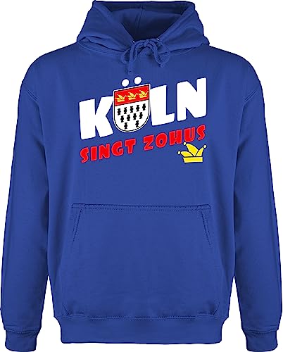 Shirtracer Hoodie Herren Pullover Männer - Karneval & Fasching - Köln singt zohus Wappen weiß/rot - 3XL - Royalblau - Karneval- Kapuzenpullover kölner. Outfit rosenmontag straßenkarneval fassenacht von Shirtracer