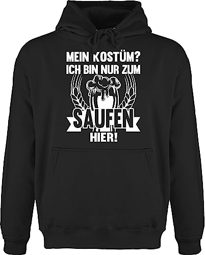 Shirtracer Hoodie Herren Pullover Männer - Karneval & Fasching - Mein Kostüm? Ich Bin nur zum Saufen Hier I Alkohol Spruch I - XL - Schwarz - Faschings Sauf Pulli Outfit Karnevals Hoodies Oberteile von Shirtracer