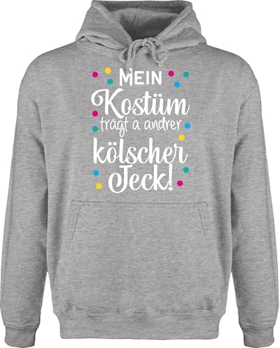 Hoodie Herren Pullover Männer - Karneval & Fasching - Mein Kostüm trägt a anderer kölscher Jeck! -weiß - 4XL - Grau meliert - faschings köln kapuzenpullover outfit karnevals kölsch oberteile von Shirtracer