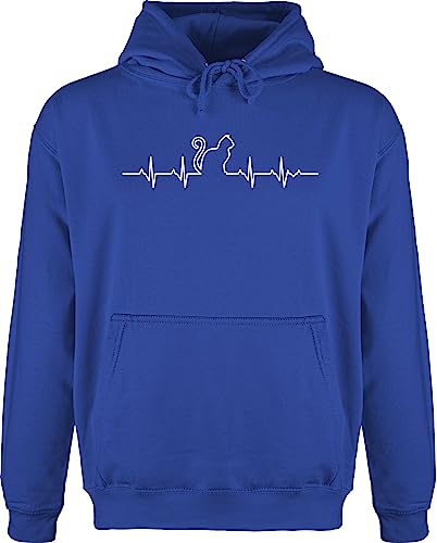 Shirtracer Hoodie Herren Pullover Männer - Katzenbesitzer Geschenk - Herzschlag Katze - L - Royalblau - katzenmotiv Katzen Katzenliebhaber mit katzenmotive EKG Cats katzenfan katzenspruch Aufdruck von Shirtracer