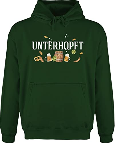 Hoodie Herren Pullover Männer - Kompatibel mit Oktoberfest - Chronisch total Unterhopft - Männertagsgeschenk Bier Brauer Mälzer Geschenk - L - Dunkelgrün - bayrische jh001 bayerische Huddy von Shirtracer