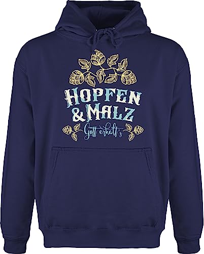 Hoodie Herren Pullover Männer - Kompatibel mit Oktoberfest - Hopfen & Malz - Gott erhalt's - weiß - XL - Navy Blau - bayerische und malz, pulli oktoberfest- wiesengänger bayerisches trachten von Shirtracer