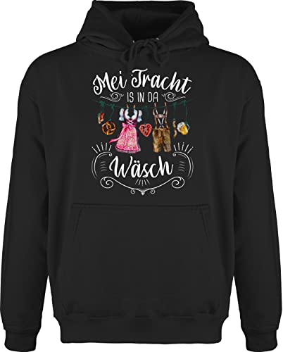 Hoodie Herren Pullover Männer - Kompatibel mit Oktoberfest - MEI Tracht is in da Wäsch - M - Schwarz - Bluza bayerisch der wäsche z kapturem Meska Bayern Dirndl Bavarian ist Volksfest Meine von Shirtracer